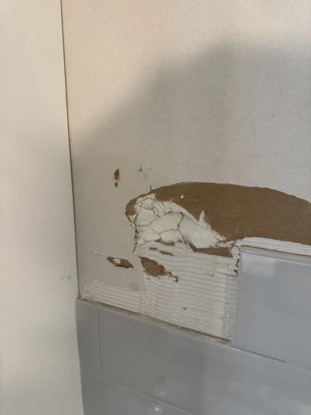 Drywall corner damage before kitchen renovation — West Chester PA